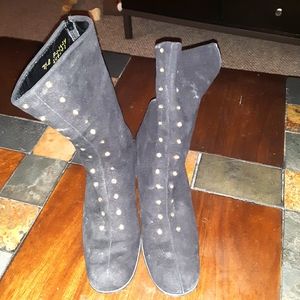 Suede Boot with Gold Eyelets